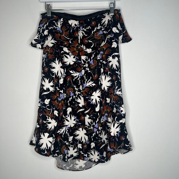 A.L.C Silk Black Floral Strapless Mini Dress Size 0 - Picture 4 of 9